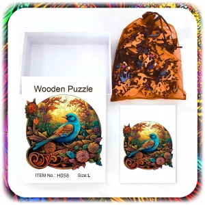 PUZZLE DREWNIANE A4 PTAK DWUSTRONNE 158 EL UKŁADANKA DLA DZIECI PREZENT