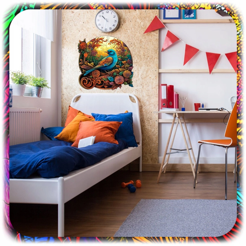 PUZZLE DREWNIANE A4 PTAK DWUSTRONNE 158 EL UKŁADANKA DLA DZIECI PREZENT