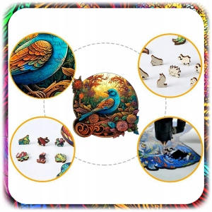 PUZZLE DREWNIANE A4 PTAK DWUSTRONNE 158 EL UKŁADANKA DLA DZIECI PREZENT