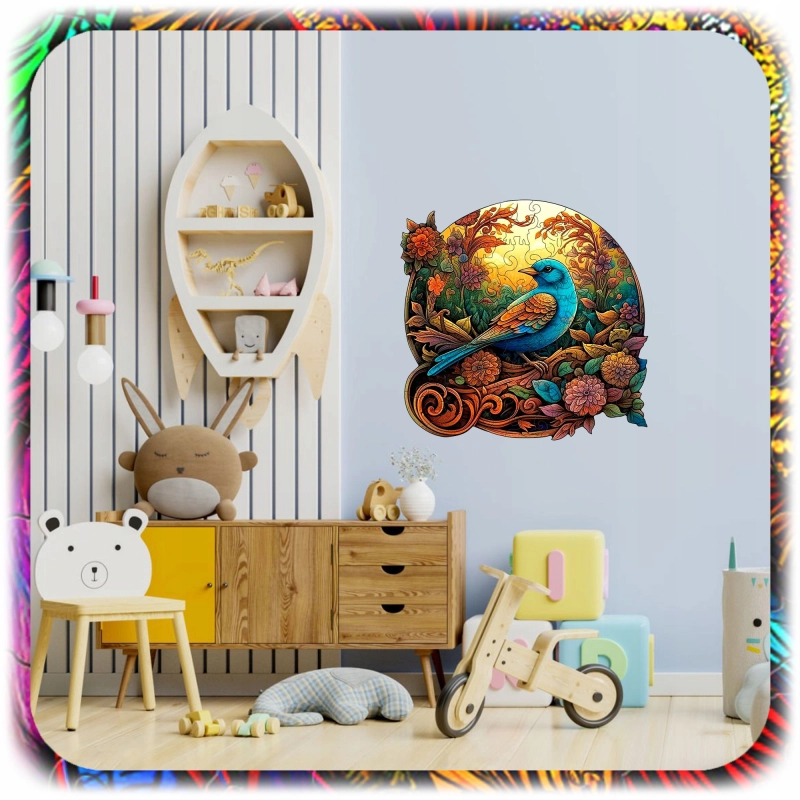 PUZZLE DREWNIANE A4 PTAK DWUSTRONNE 158 EL UKŁADANKA DLA DZIECI PREZENT