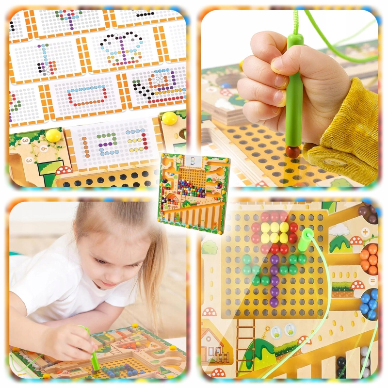 LABIRYNT MONTESSORI TABLICA MAGNETYCZNY DREWNIANY DLA DZIECI ELEMENTÓW 28