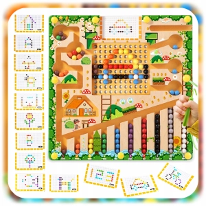 LABIRYNT MONTESSORI TABLICA MAGNETYCZNY DREWNIANY DLA DZIECI ELEMENTÓW 28