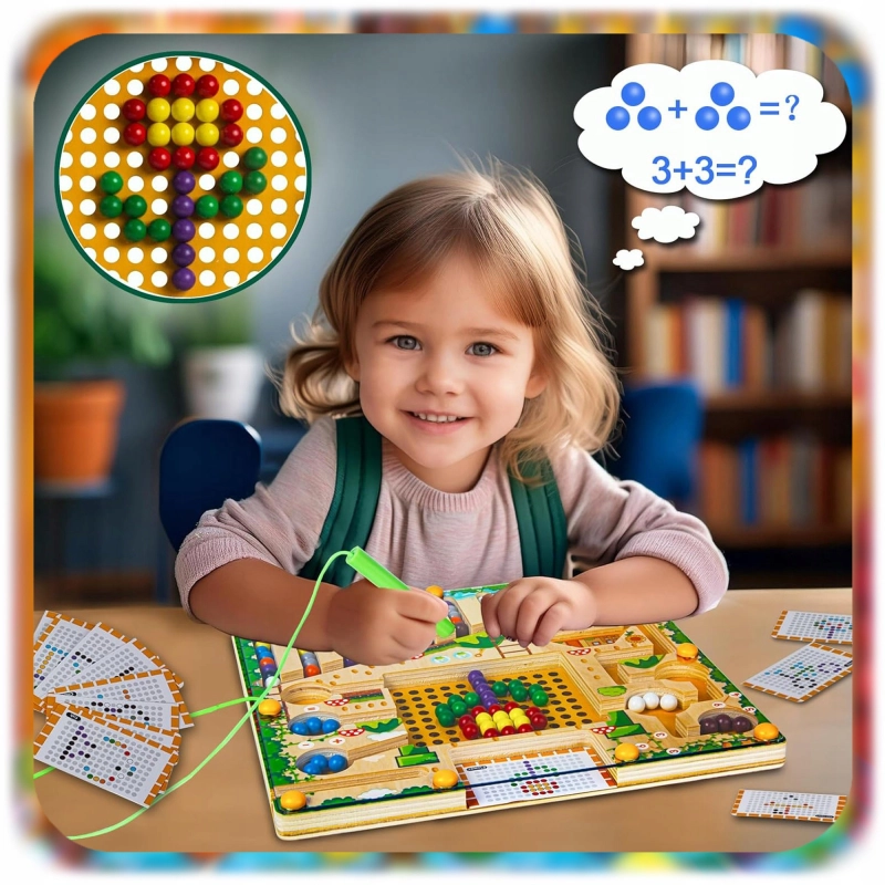 LABIRYNT MONTESSORI TABLICA MAGNETYCZNY DREWNIANY DLA DZIECI ELEMENTÓW 28