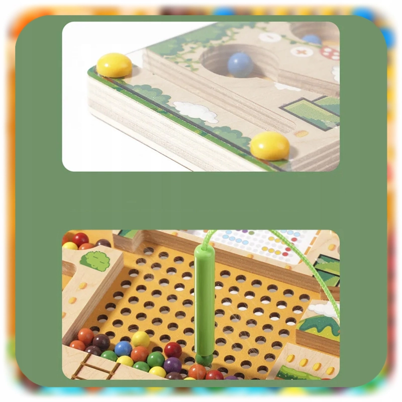 LABIRYNT MONTESSORI TABLICA MAGNETYCZNY DREWNIANY DLA DZIECI ELEMENTÓW 28