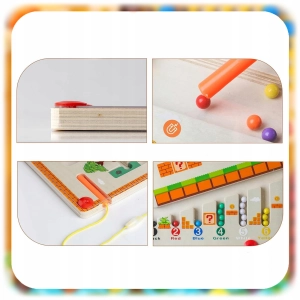 DREWNIANY LABIRYNT MONTESSORI MAGNETYCZNY NAUKA KOLORÓW LICZENIA DLA DZIECI