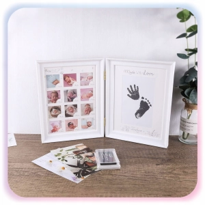 RAMKA ODCISK RĄCZKI STÓPKI 12Miesięcy Zdjęć Pierwszy Rok BABYSHOWER PREZENT