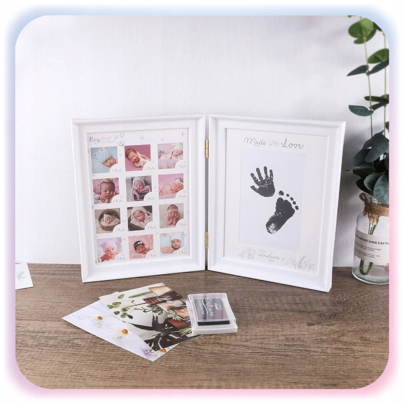RAMKA ODCISK RĄCZKI STÓPKI 12Miesięcy Zdjęć Pierwszy Rok BABYSHOWER PREZENT