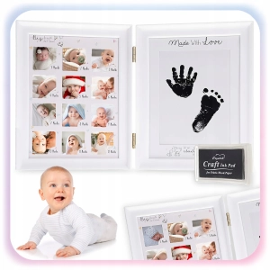 RAMKA ODCISK RĄCZKI STÓPKI 12Miesięcy Zdjęć Pierwszy Rok BABYSHOWER PREZENT