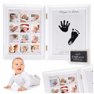 RAMKA ODCISK RĄCZKI STÓPKI 12Miesięcy Zdjęć Pierwszy Rok BABYSHOWER PREZENT