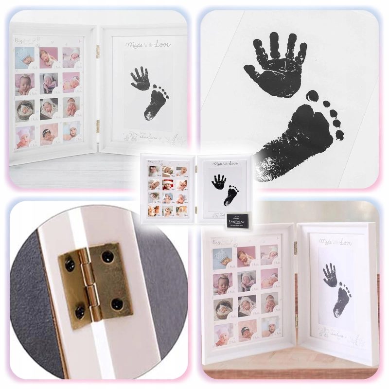 RAMKA ODCISK RĄCZKI STÓPKI 12Miesięcy Zdjęć Pierwszy Rok BABYSHOWER PREZENT
