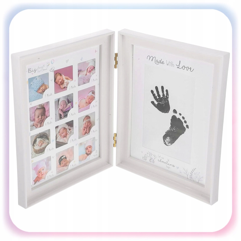 RAMKA ODCISK RĄCZKI STÓPKI 12Miesięcy Zdjęć Pierwszy Rok BABYSHOWER PREZENT