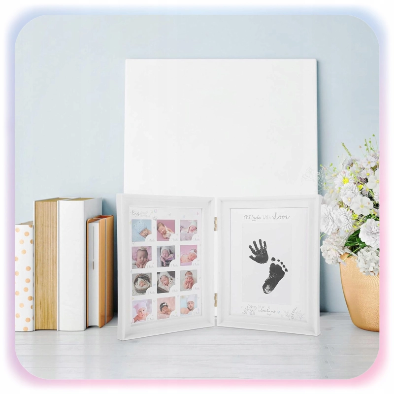 RAMKA ODCISK RĄCZKI STÓPKI 12Miesięcy Zdjęć Pierwszy Rok BABYSHOWER PREZENT