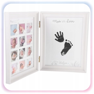 RAMKA ODCISK RĄCZKI STÓPKI 12Miesięcy Zdjęć Pierwszy Rok BABYSHOWER PREZENT