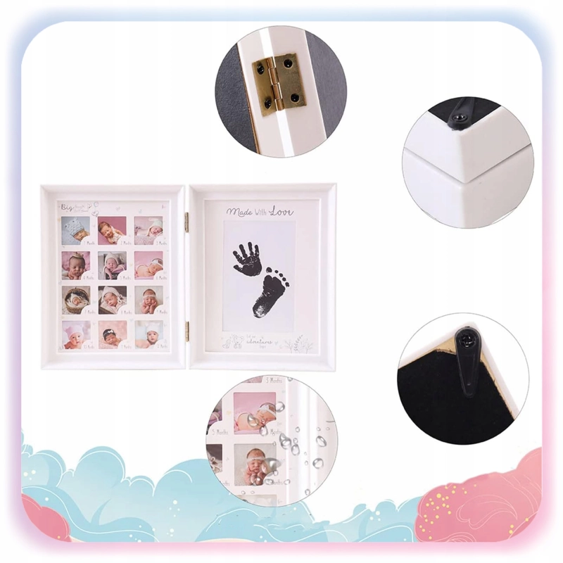 RAMKA ODCISK RĄCZKI STÓPKI 12Miesięcy Zdjęć Pierwszy Rok BABYSHOWER PREZENT