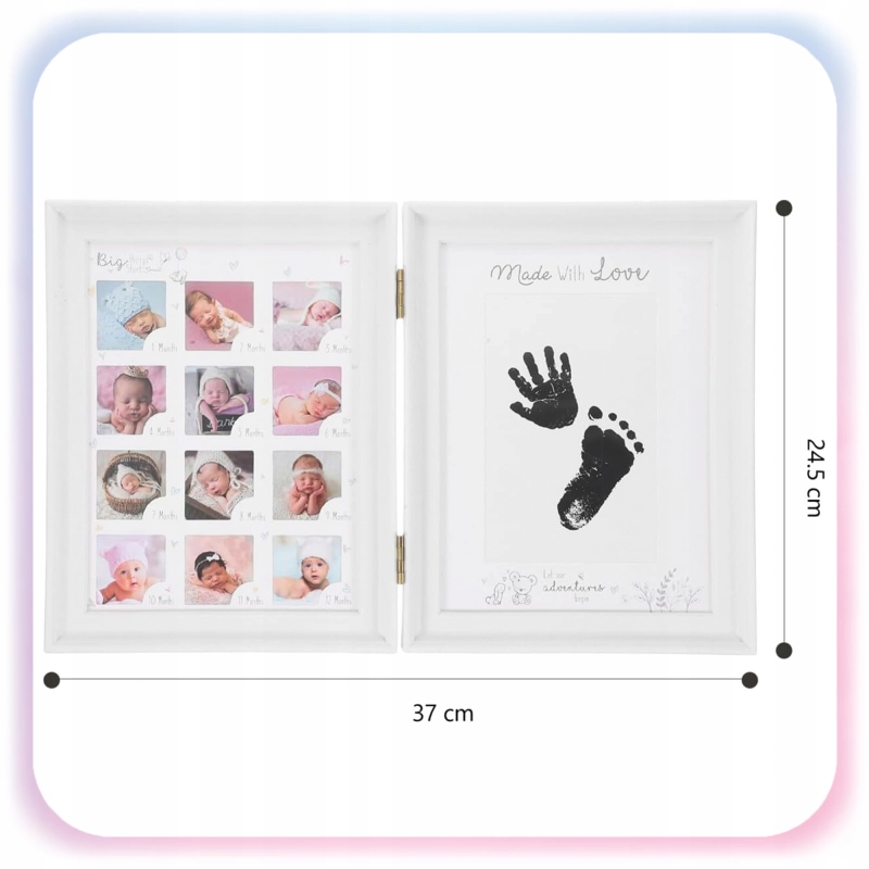 RAMKA ODCISK RĄCZKI STÓPKI 12Miesięcy Zdjęć Pierwszy Rok BABYSHOWER PREZENT