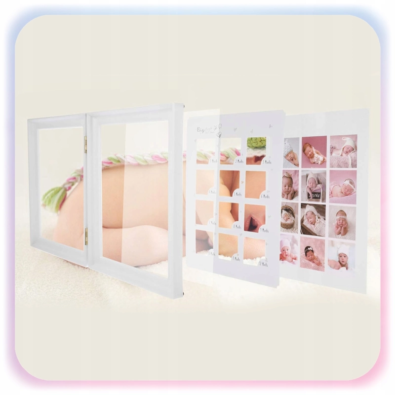RAMKA ODCISK RĄCZKI STÓPKI 12Miesięcy Zdjęć Pierwszy Rok BABYSHOWER PREZENT