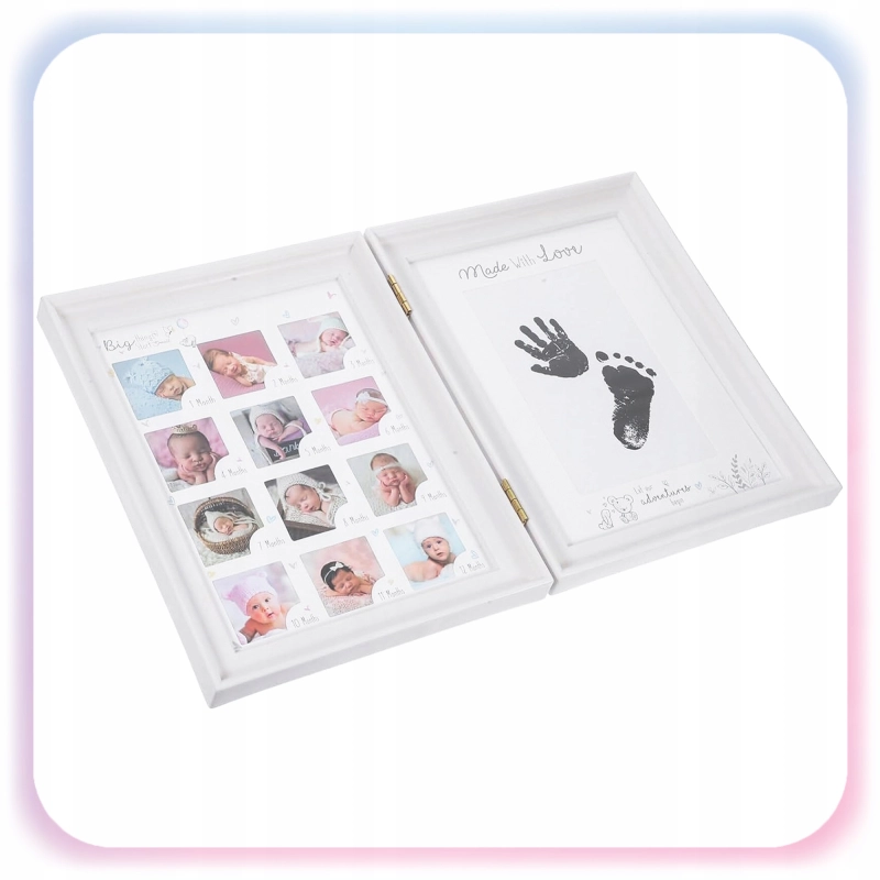 RAMKA ODCISK RĄCZKI STÓPKI 12Miesięcy Zdjęć Pierwszy Rok BABYSHOWER PREZENT