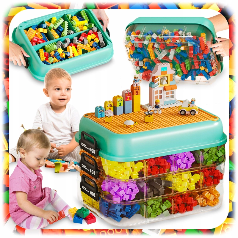 POJEMNIK NA KLOCKI LEGO Organizer Zabawki z Przegródkami 4-Warstwowy 14 L