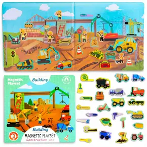 Książeczka Edukacyjna Układanka Magnetyczna Puzzle Budowa Auta Montessori