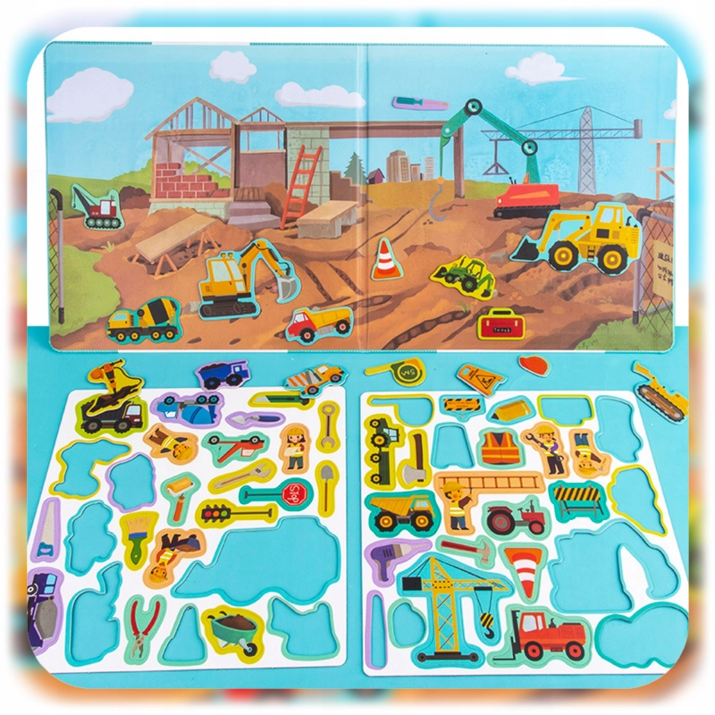 Książeczka Edukacyjna Układanka Magnetyczna Puzzle Budowa Auta Montessori