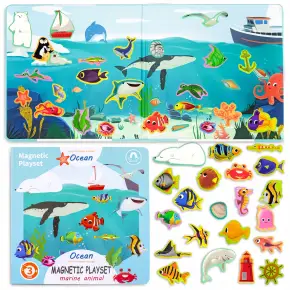Książeczka Montessori Edukacyjna Układanka Magnetyczna Ocean Zwierzęta