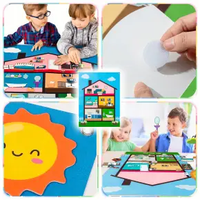TABLICA FILCOWA DOMEK dla dzieci 43el Mata Edukacyjna Montessori na Rzepy