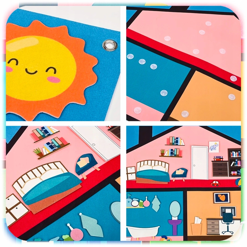TABLICA FILCOWA DOMEK dla dzieci 43el Mata Edukacyjna Montessori na Rzepy