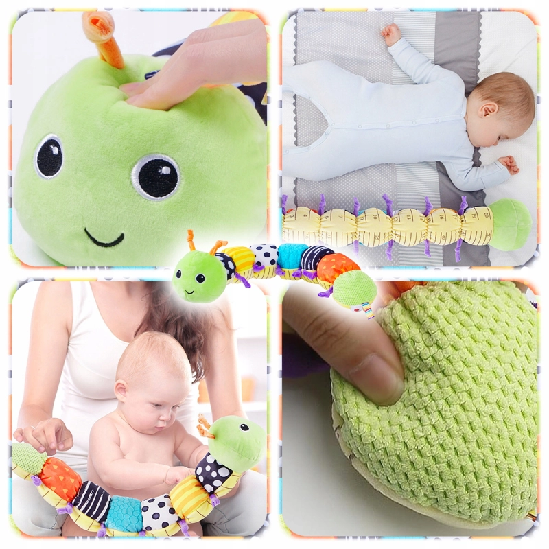 Zabawka Sensoryczna dla Niemowląt Gąsienica Muzyczna Pluszowa Antystresowa