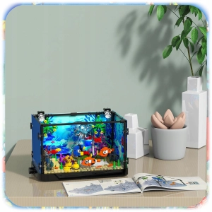 Zestaw KLOCKI KONSTRUKCYJNE AKWARIUM 725 EL Podwodny Świat Ryby LED Ruchome