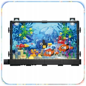 Zestaw KLOCKI KONSTRUKCYJNE AKWARIUM 725 EL Podwodny Świat Ryby LED Ruchome