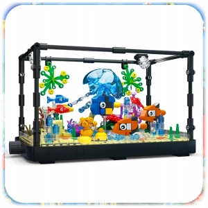 Zestaw KLOCKI KONSTRUKCYJNE AKWARIUM 725 EL Podwodny Świat Ryby LED Ruchome