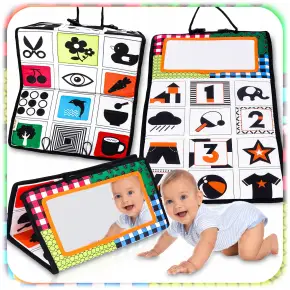 KSIĄŻECZKA Z LUSTERKIEM Kontrastowa Dla Niemowląt Sensoryczna Składana 0+