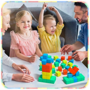 KLOCKI MAGNETYCZNE KOSTKI Sześciany Edukacyjne Konstrukcyjne Magnesy 64el
