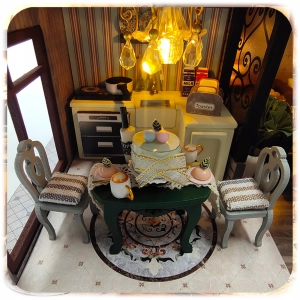 DIY DOMEK DLA LALEK DREWNIANY MODEL 3D LED PIĘTROWY PAWILON RETRO PREZENT