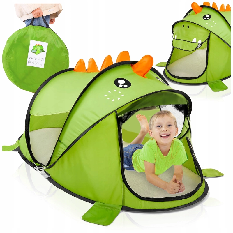 NAMIOT DLA DZIECI SAMOROZKŁADAJĄCY DINOZAUR ZIELONY DOMEK DO DOMU OGRODU