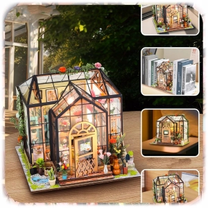 DOMEK MINIATUROWY DIY SZKLARNIA PUZZLE 3D MODEL SKŁADANY MALOWANY PREZENT