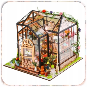 DOMEK MINIATUROWY DIY SZKLARNIA PUZZLE 3D MODEL SKŁADANY MALOWANY PREZENT