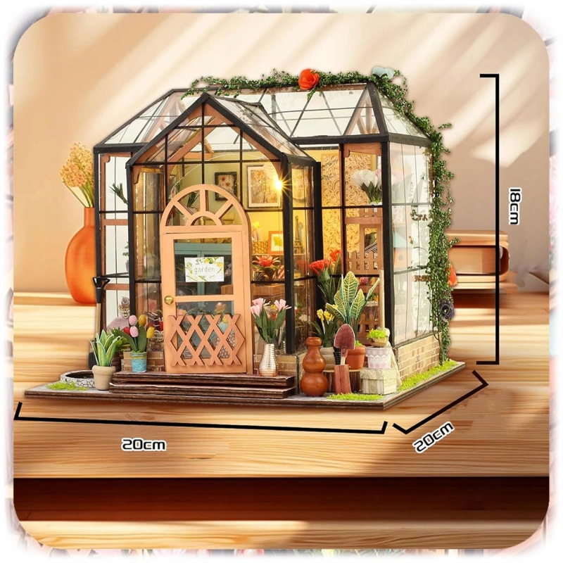 DOMEK MINIATUROWY DIY SZKLARNIA PUZZLE 3D MODEL SKŁADANY MALOWANY PREZENT