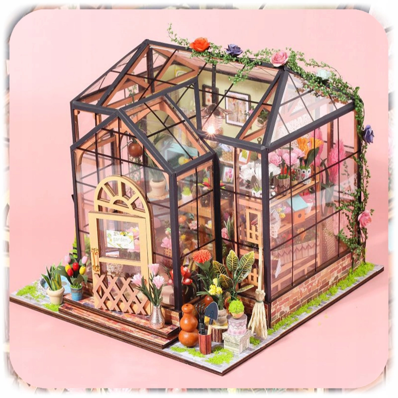 DOMEK MINIATUROWY DIY SZKLARNIA PUZZLE 3D MODEL SKŁADANY MALOWANY PREZENT