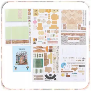 DOMEK MINIATUROWY DIY SZKLARNIA PUZZLE 3D MODEL SKŁADANY MALOWANY PREZENT