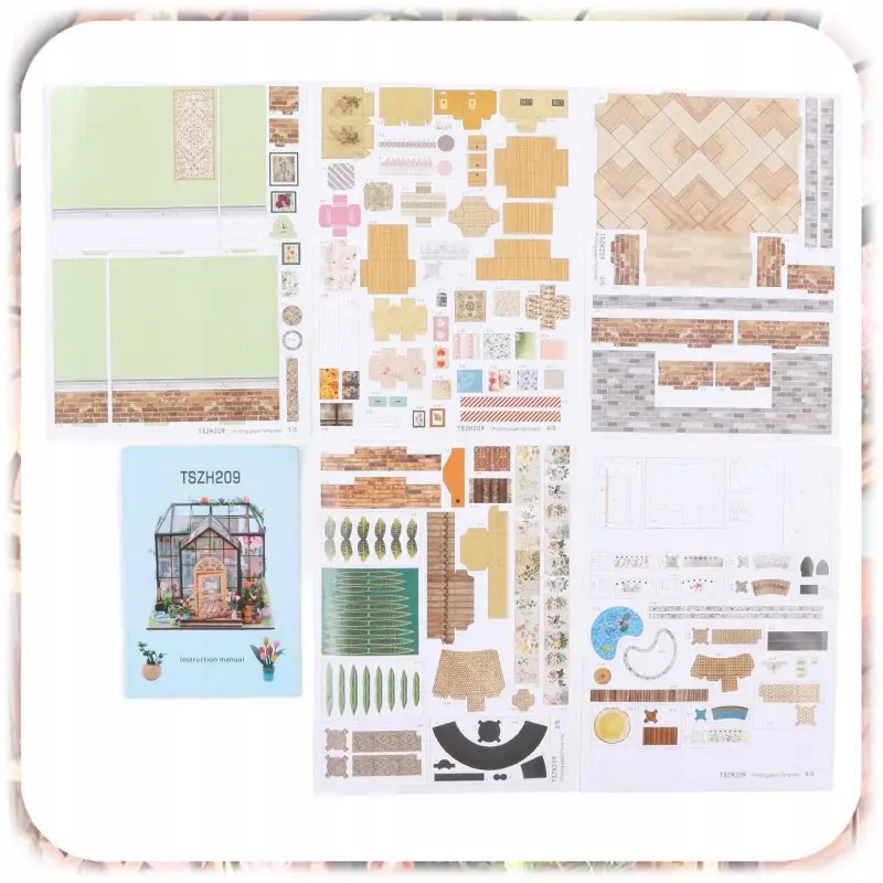 DOMEK MINIATUROWY DIY SZKLARNIA PUZZLE 3D MODEL SKŁADANY MALOWANY PREZENT