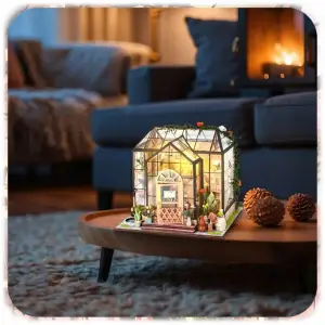 DOMEK MINIATUROWY DIY SZKLARNIA PUZZLE 3D MODEL SKŁADANY MALOWANY PREZENT