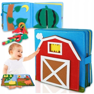KSIĄŻECZKA SENSORECZNA MONTESSORI KSIĄŻKA FILCOWA EDUKACYJNA 3D FARMA