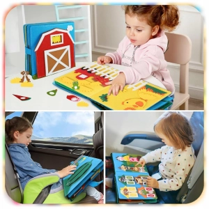 KSIĄŻECZKA SENSORECZNA MONTESSORI KSIĄŻKA FILCOWA EDUKACYJNA 3D FARMA
