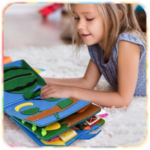 KSIĄŻECZKA SENSORECZNA MONTESSORI KSIĄŻKA FILCOWA EDUKACYJNA 3D FARMA