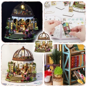 PUZZLE 3D OGRÓD BOTANICZNY MODEL DIY DREWNIANY MINIATUROWY DOMEK PREZENT