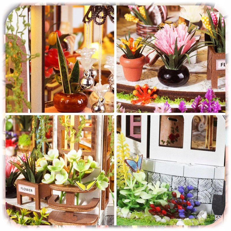 PUZZLE 3D OGRÓD BOTANICZNY MODEL DIY DREWNIANY MINIATUROWY DOMEK PREZENT