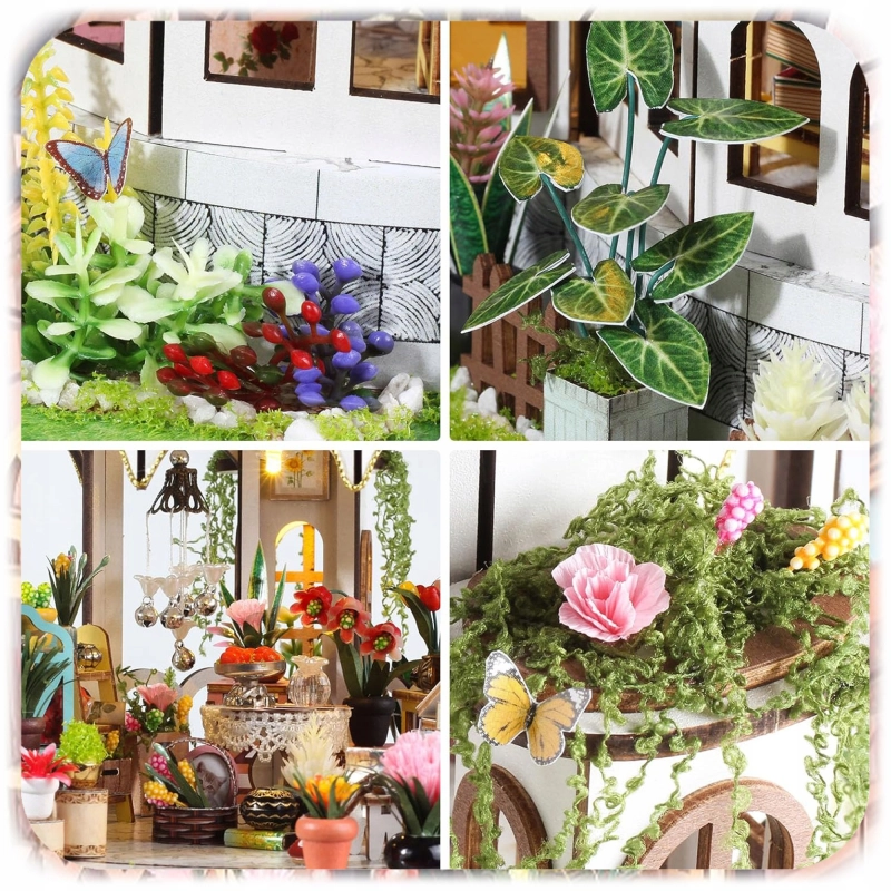 PUZZLE 3D OGRÓD BOTANICZNY MODEL DIY DREWNIANY MINIATUROWY DOMEK PREZENT