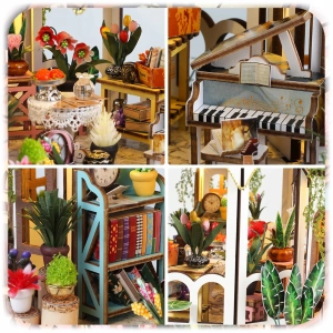PUZZLE 3D OGRÓD BOTANICZNY MODEL DIY DREWNIANY MINIATUROWY DOMEK PREZENT