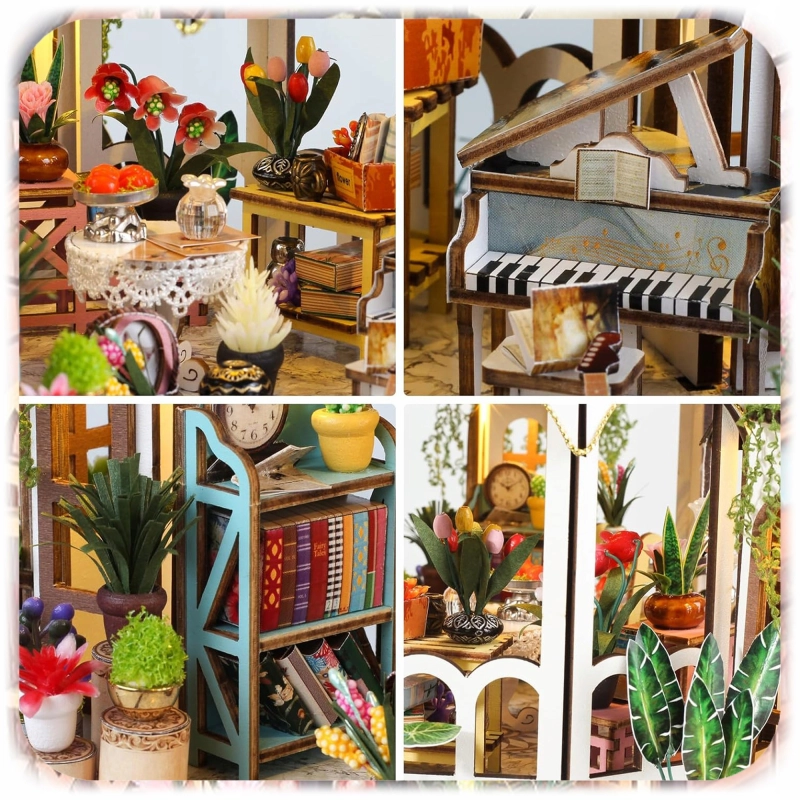PUZZLE 3D OGRÓD BOTANICZNY MODEL DIY DREWNIANY MINIATUROWY DOMEK PREZENT